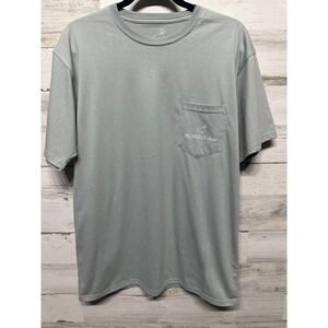 Properly Tied Pocket T-Shirt Mens M Sage Green Crawfish Boil Pima Cotton EUC